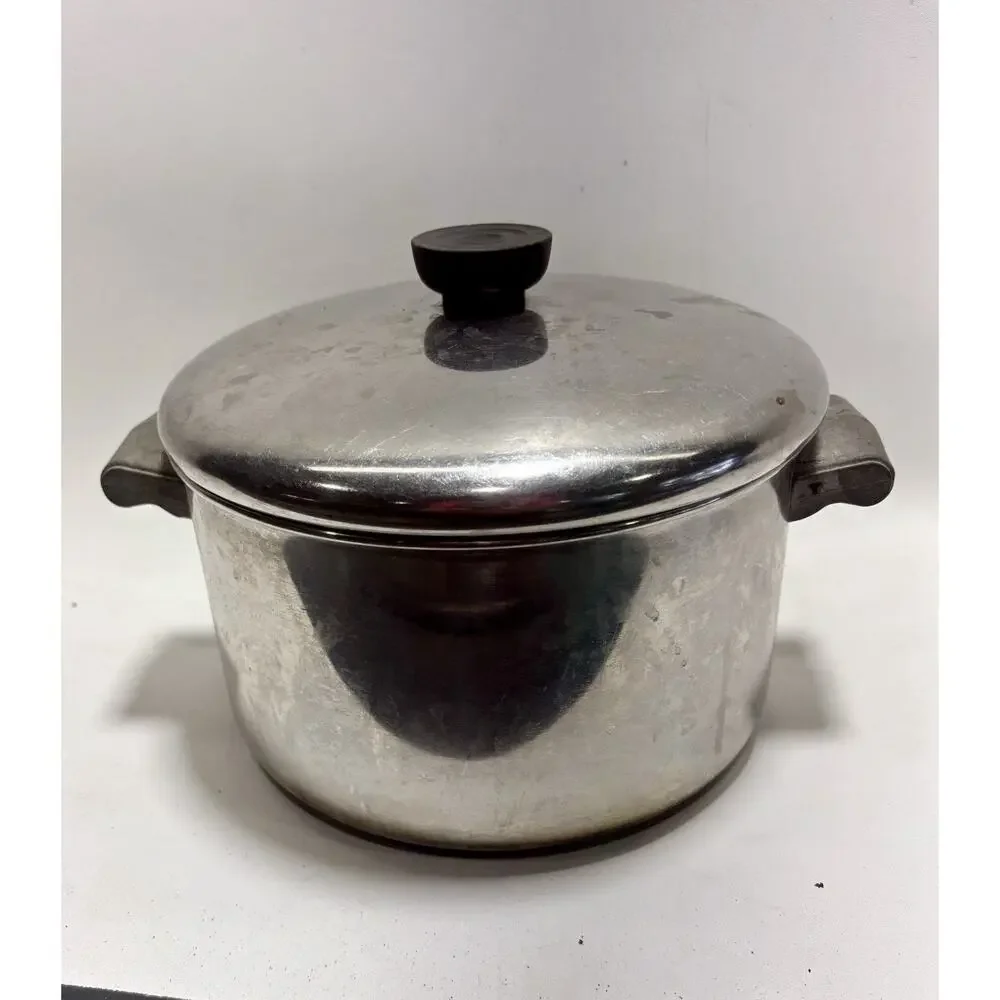 Vintage Farberware 4 Qt Stainless Steel Pot w Lid Bronx NY Aluminum Clad